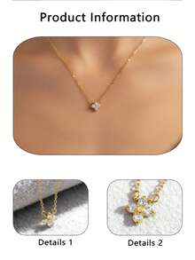 VceTd 1pc Minimalist Fashionable Sweet Clover Shaped Glass Inlaid Stainless Steel Pendant Necklace, Delicate Choker Necklace Suitable For Women's Daily Wear, Commute, Wedding, Party, Ideal Gift For Women