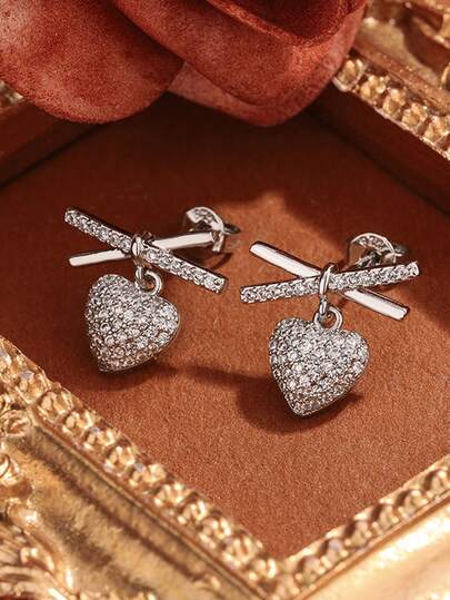 أقراط متدلية بشكل قلب متقاطع على الطراز الفرنسي الأنيق، متعددة الاستخدامات للعمل والارتداء اليومي