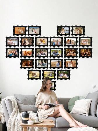 Marco de fotos de papel para colgar en la pared de 4x6 pulgadas, decoración para sala de estar y escalera, exhibición de fotos familiares y de mascotas, regalo de cumpleaños y festividades para amigos y familiares, incluye adhesivo (marco de papel)