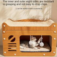 Single-Story Cat Scratching House TV Model - Indoor Cat Play & Rest Area, Easy To Assemble - màu nâu - Xem 3