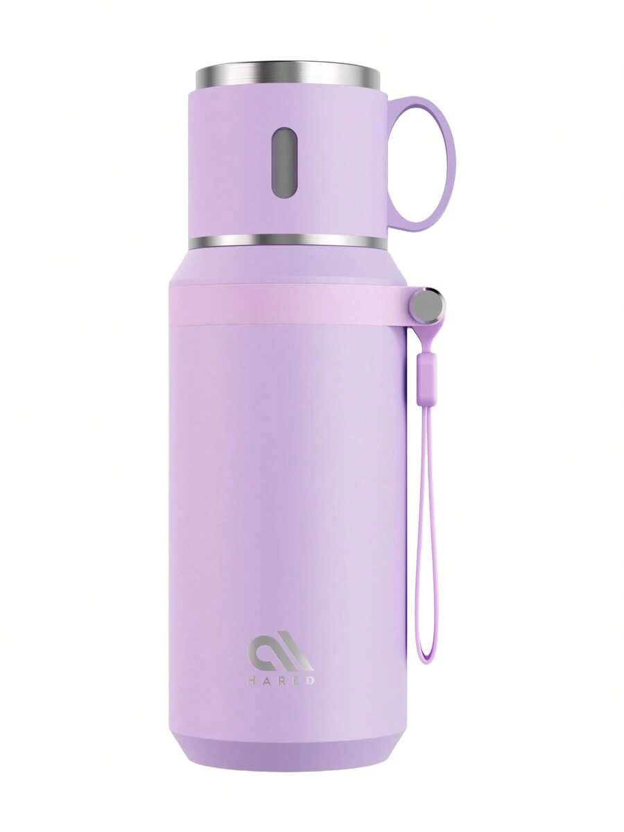 Meoky 20盎司不锈钢轻便保温水瓶，带盖和绳索提手，适合户外活动、骑行、徒步旅行、办公室或家庭使用，多用途保温水瓶，可盛装各种饮料。 - 紫色 - 查看 1