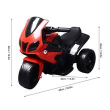 Motocicleta eléctrica infantil recargable con luces y música, triciclo eléctrico infantil recargable, regalo - Rojo - Ver 6