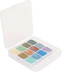 EstiloJuego De Pintura De Acuarela, 12 Colores Vivos En Caja PortáTil, Juego De Pinturas De Acuarela SóLidas MetáLicas Con Brillo Para Pintura De CaligrafíA ArtíSticaVersióN Mejorada - 1 - Ver 1