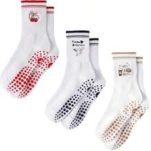 Cherry Heart Pattern Everyday Wear Sports & Yoga Socks - Multicolor - View 1