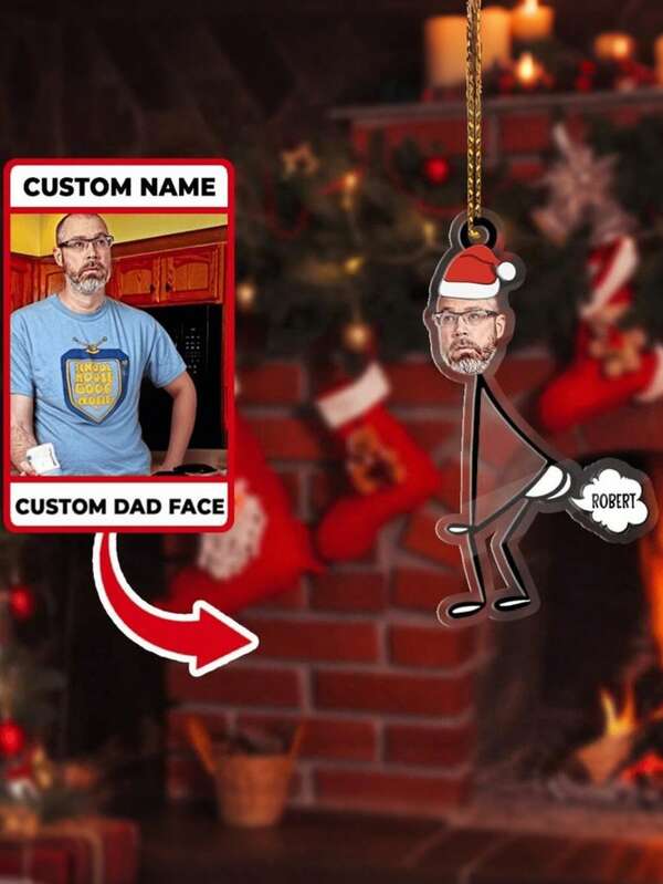 1 pieza Adorno de Navidad personalizado, Nombre 2D personalizado, Decoración del árbol de Navidad, El mejor eructador del mundo, Regalo de Navidad para papá/mamá/novia/novio, Adorno de Navidad personalizado y divertido