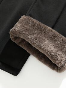 Women's Thermal Lined Casual Sports Pants, Thick Warm Joggers For Outdoor Running, Autumn/Winter,Fleece - Black - View 6