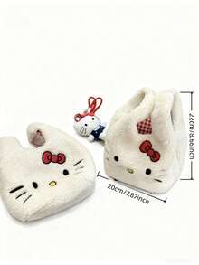 Sanrio 冬季柔软刺绣羊羔毛小手提包可爱小猫托特包杂物收纳包通勤收纳包 - 彩色 - 查看 2