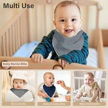 6/4/2 Packs Soft Muslin Baby Bibs, Absorbent Triangle Baby Drool Bibs For Boys And Girls, Solid Color Bibs For Teething - 彩色 - 查看 6