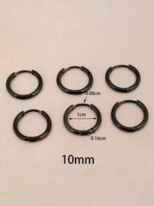 6 piezas Pendientes de aro pequeños y medianos chapados en oro de 18K, no se oxidan, pendientes de aro clásicos redondos para mujer y hombre, anillos para la nariz, perforaciones en la oreja, cartílago, concha, lóbulo, etc. Juego de pendientes de aro apilables de 6/8/10/12 mm - 6 pendientes de aro de acero inoxidable - Ver 14