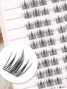 10 Rows/60pcs Natural Fairy Eyelashes, High Volume Cartoon Style Individual Cluster Lash Extensions For Beginners - D - View 4