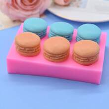 6pcs 3D Macaron Silicone Mold DIY Handmade Soap, Clay, Realistic Burger Silicone Mold