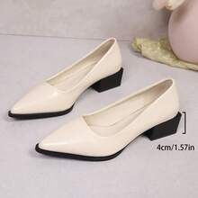 Geeyea A Pair Of Women's High Heels, Multi-Colored Pointed-Toe Chunky Heels, With A Simple And Versatile Design, Elegant And Suitable For Both Office Work And Formal Occasions, Easily Creating A Capable And Sophisticated Image. - 白色 - 查看 5