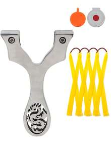 1 Set Stainless Steel Slingshot Practice Kit, Suitable For Hunting And Shooting Training, Slingshot Set With High Elasticity Slingshot Launcher, Suitable For Outdoor Hunting Adventure And Recreational Use, High Quality And Portable, Ideal For Shooting Enthusiasts Practice, Holiday Gift