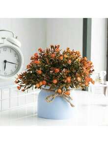 1pc Realistic Potted Floral Artificial Mini Plant With Pot, Suitable For Home Office Desk Decor