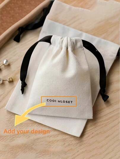 Customized Canvas Drawstring Bag, Multi-Functional Storage Bag, Customizable Text, Customizable Small Pouch, Personalized Thin Cloth Bag, Jewelry Storage Bag, Personalized Wedding Gift Bag, Drawstring Bag, Suitable For Party Gifts, Holiday Gifts, Anniversary Gifts, Gift Packaging, School Supplies, Teacher Supplies, Men/Women/Kids Apparel, Fashionable Autumn Design