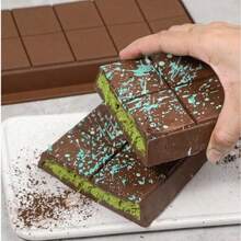 2个/1个超大号巧克力模具托盘，加厚硅胶巧克力模具托盘，迪拜风格巧克力棒模具，适用于DIY烘焙巧克力棒、巧克力、蛋糕、冰块模具 - 棕色 - 查看 4