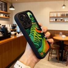 Cubierta de teléfono con borde negro diseño de campos en terrazas verdes y naranjas para uso diario en cafeterías y espacios interiores Aplicable a los teléfonos de la serie Apple y Galaxy - Blanco - Ver 6
