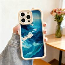 Cubierta de teléfono con diseño de olas del océano azul profundo para iPhone 14 Pro Max resistente al agua y a golpes ideal para uso diario y viajes - Blanco - Ver 7