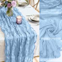 Cheesecloth Table Runner And Napkins Set,Romantic Atmosphere Boho Gauze Cheese Cloth 22*71inch/22*118inch Table Runner With Napkins, Rustic Wrinkled Table Runner And Napkins For Spring Summer Bridal Shower Wedding Shower Garden Room Decor Birthday Party Dinner Table Advanced Banquet Decor And Various Festival Parties Decor-1Pc/1+6pcs/2+12pcs Gifts Beach Back To School School Supplies