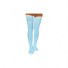 Women Thigh High Socks Long Cotton Knit Warm Thick Tall Long Boot Stockings Leg Warmers - One Size + Baby Blue - View 2