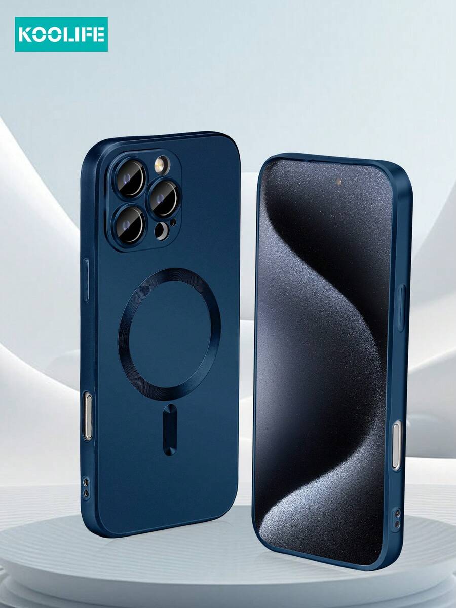 Koolife 17 Pro Max Phone Case, Magnetic Wireless Charging, Full Soft Cover, Protective Case, Ultra-Thin Matte Metal Paint, Lens Full Coverage, Integrated Buttons, Compatible With Apple 17 Pro Max/17/17 Pro/17 Air/11/12/12 Pro/12 Pro Max/13/13 Pro/13 Pro Max/14/14 Plus/14 Pro/14 Pro Max/15/15 Pro/15 Plus/15 Pro Max/16/16 Pro/16 Plus/16 Pro Max - Dark Blue - View 1