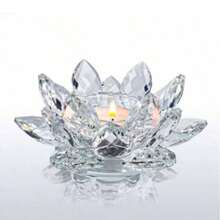 Crystal Lotus Candlestick, Buddhist Offering Lamp, Everlasting Lamp, Ghee Lamp Base, Crystal Candlestick Ornament, Candle Holder - Multicolor - View 10
