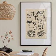 1幅《海滩相遇》艺术版画：海岸黑色海报帆布画墙面艺术房间家居装饰（无框） - 彩色 - 查看 8