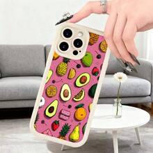 Fundas de teléfono transparentes y modernas,Carcasa para telefono celular rosa con estampado de frutas tropicales y texto en estilo divertido ideal para uso diario en casa o oficina Aplicable a teléfonos Apple y Galaxy - Blanco - Ver 7