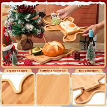 2025.2 Pcs Christmas Serving Platters Christmas Tree And Santa Hat Shaped Wooden Trays Xmas Bamboo Charcuterie Boards Wood Snack Cheese Dish Plates For Xmas Holiday Housewarming Presents - Christmas Tree,Gingerbread Man - View 4