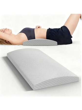 1pc Ergonomic Sleep Lumbar Support Pillow, Curved Design For Lumbar, 100% Polyester Fabric, Removable And Machine Washable White Lumbar Cushion, Waist Relaxation Pillow