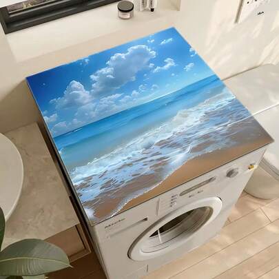 1pc Sunshine On Blue Sky Washing Machine Cover Mat & Absorbent Non-Slip Pad - Protective Mat For Kitchen/Laundry Room Countertops, Modern Home Decor Carpet, Holiday Accessory, Made Of Diatomite, Household Storage Mat