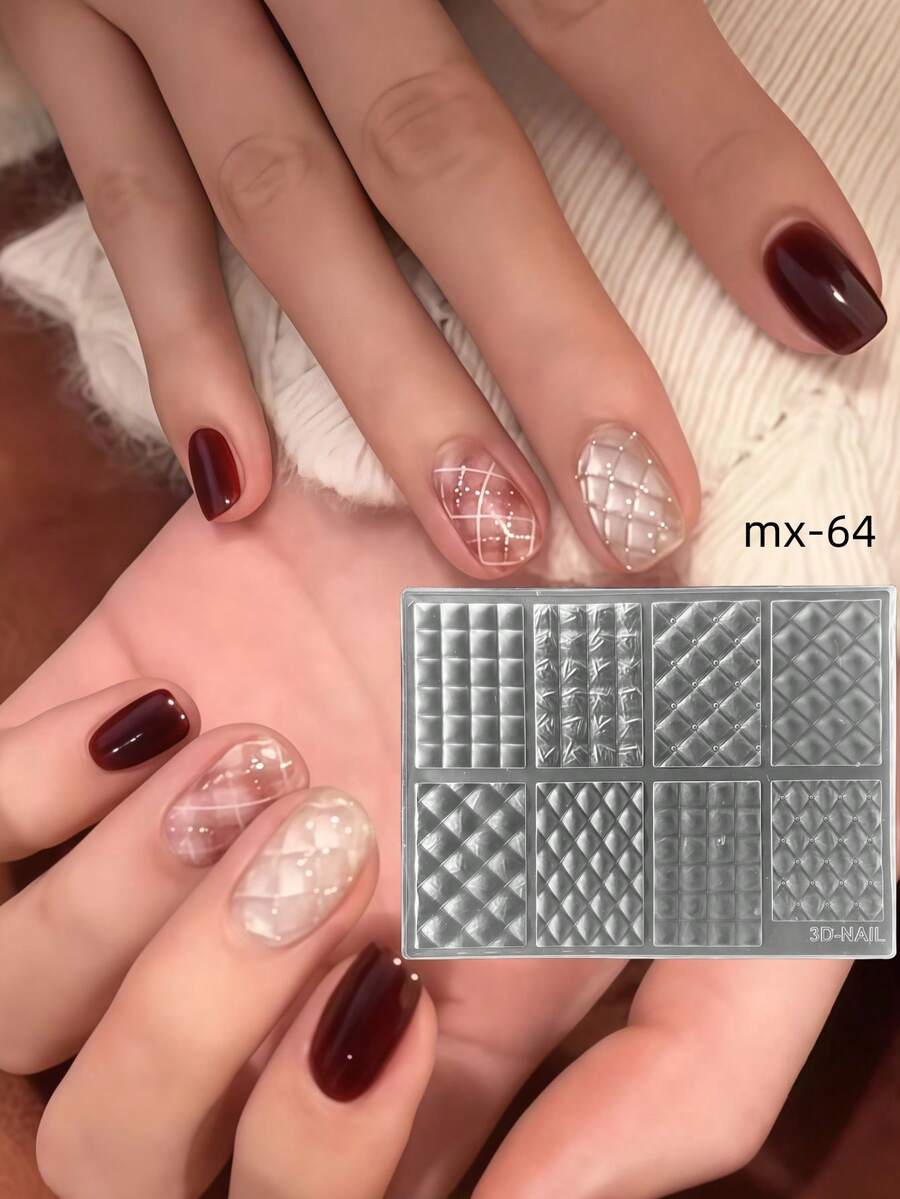 New 3D Plaid Embossed Nail Art Mold