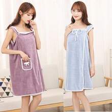 1 Pc Women's Extra Long Bath Towel With Pocket - Soft, Extra Large Shower And Bath Wrap, Modern Elegant Design, White And Blue Striped Pattern, Quick-Drying Fabric, Premium Rectangular Towel For Home Use, Transition From Shower To Bath, Stylish Bathrobe Alternative