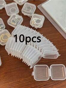 50Pcs Transparent Jewelry Box, Mini Multipurpose Portable Transparent Jewelry Storage Box, Valentine's Day Gift For Women Storage Organizer Travel Essentials Gift Back To School - Clear - View 10