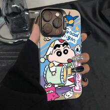 Pijamas de Graffiti Shin-chan Adecuados para Funda de Teléfono de Alto Valor Apple 15 Pro Max  16 Caricatura 14 Premium - Negro - Ver 9