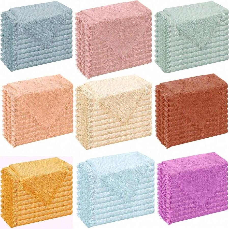 10pcs Beige Dinner Napkins, Gauze Napkins, Washable Autumn Cloth Napkins, Suitable For Weddings, Christmas, Thanksgiving, Bridal Shower