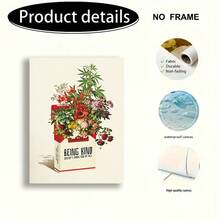 1幅植物主题墙面艺术海报 - 创意艺术装饰画 - 充满正能量，代表健康友善的生活方式 - 印刷图片海报 - 适用于房间、浴室、客厅、办公室墙面装饰（不含画框） - 彩色 - 查看 8