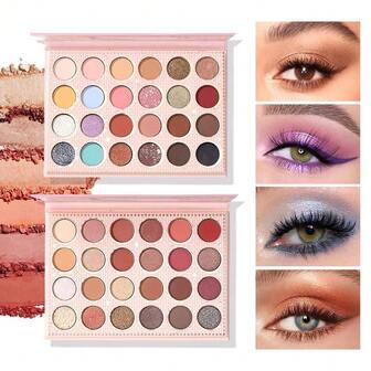 PINK KEY Palette d'ombres à paupières tout-en-un, 24 couleurs pour un maquillage du jour au soir, nuances polyvalentes pour des yeux naturels et fumés, idée cadeau