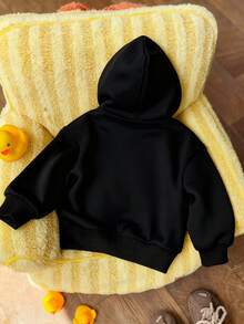 1pc Baby Boy Cartoon Print Hooded Sweatshirt, Cute Toddler Warm & Comfortable Top, Autumn/Winter
