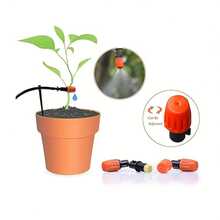Automatic Irrigation System, 1/4" Blank Distribution Plant Watering Irrigation Kit Accessories Include Atomizing Nozzle Mister Dripper For Garden, Greenhouse, Flower Bed - Multicolor - View 4
