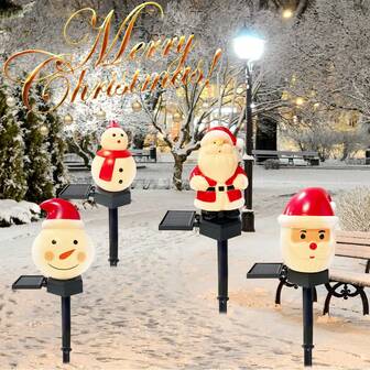 1pc Christmas Santa Claus & Snowman Landscape Lawn Solar Light Outdoor Waterproof Courtyard Ground Stakes Light Solar Powered Perfect For Home Garden Christmas Gift Party Pathway Garden Yard Passage Lawn Decor(4 Style For Choose;Warm White), Christmas Decor Outdoor Christmas Light Bed Home Decor Party Decor Holiday Festival Christmas Gift Thanksgiving Christmas Tree Decor Ornaments
