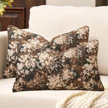 Housse de coussin florale neutre 45 x 45 cm, housse de coussin carré en chenille vintage douce, décorative, style ferme, pour canapé, chambre à coucher (1 pièce, 2 pièces disponibles) - Marron - Voir 11