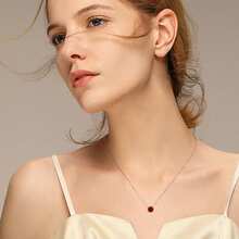 Elegant CZ January Birthstone Necklace For Women, Round Cut 1CT 12 Month Sparkling Rhinestone, Metal Copper Statement Necklace Jewelry Accessories For Daily Wear Birthday Valentine Gift For Mom Wife Girlfriend - January: Red - 查看 3