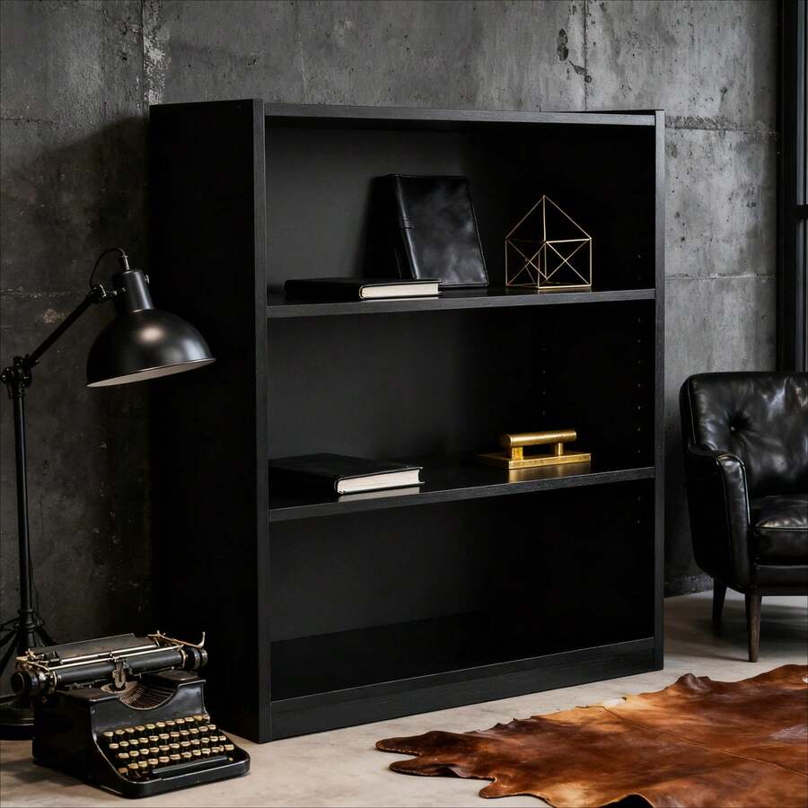 3-Shelf Bookcase With Adjustable Shelves, True Black Oak - Gỗ sồi đen đích thực - Xem 1