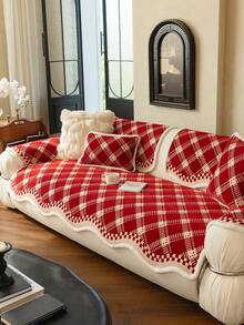 1件加厚绒面沙发套，提花秋冬沙发垫，保暖柔软，宠物友好，防污防刮，四季皆宜，适用于客厅、卧室、户外，适合1/2/3/4人沙发