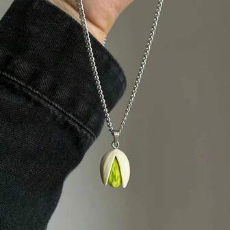Fashionable Pistachioes Pendant Necklace Portable Comfortable Jewelry Pieces For Daily Wear And Special Occasions