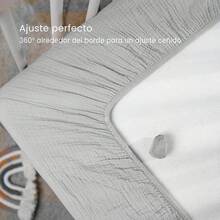 Lulumoon Set Of 2 Children's Fitted Sheets, Muslin Cotton Fitted Sheet For Baby Cot And Cot, 60 X 120 Cm / 70 X 140 Cm, Travel Cot, Fitted Sheet, Side Cot, Sheets (Cream Sand) - Grey Cream - View 5