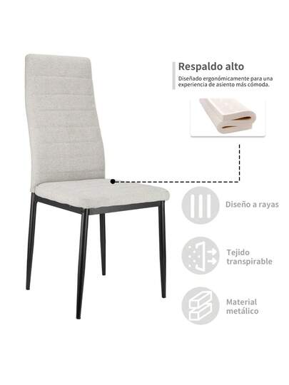 Set Of Dining Chairs High Backrest, Metal Frame Padded Seat Com Tafel Room, Living Room Office view 5