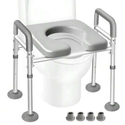 Raised Toilet Seat With Handles Height Adjustable Elevated Toilet Seat Risers With Suction For Elderly Seniors Handicap Pregnant