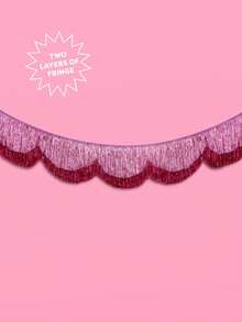 Pink Scalloped Metallic Tinsel Banner, Pink Fringe Backdrop 5.9 Ft Pink Foil Fringe Garland, Fringe Banner - Layered Party Tinsel Garland For Party Banners Bachelorette Decorations, Birthday Photo Booth Backdrop, Happy Birthday Decor, New Year Party Decor, Bridal Shower Wicked Banner,Valentines Decor - Multicolor - View 7